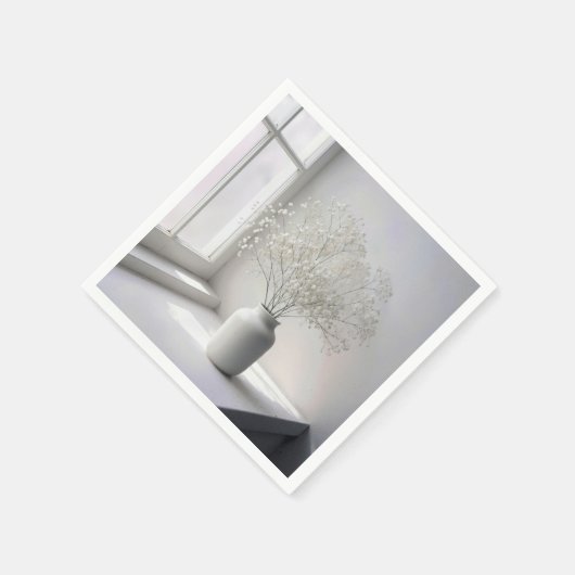 Baby's Breath Bouquet In White Vase Servet (Hoek)