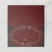 Baby's Breath Bourgondië en Gold Wreath Bruiloft Plaatskaartje (Buitenkant ongevouwen)