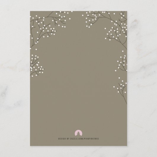 Baby's Breath Brown Wedding Insert Kaart (Achterkant)