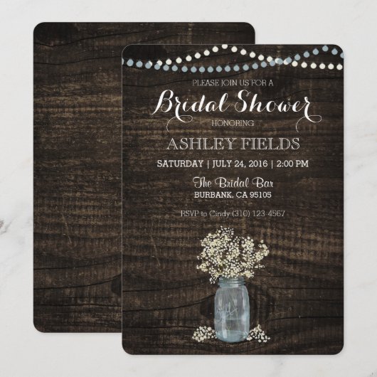 Baby's Breath Bruids Douche Uitnodiging (Voorkant / Achterkant)