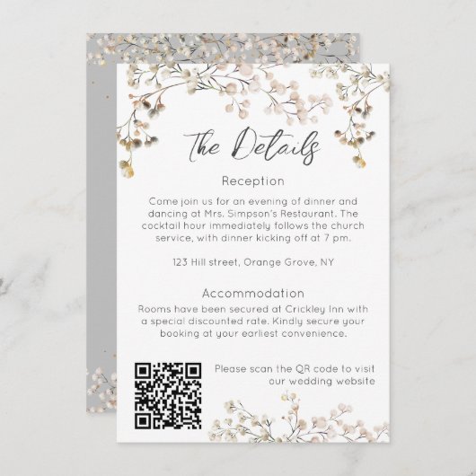 Baby's Breath Bruiloft Behuizing Kaart (Voorkant / Achterkant)