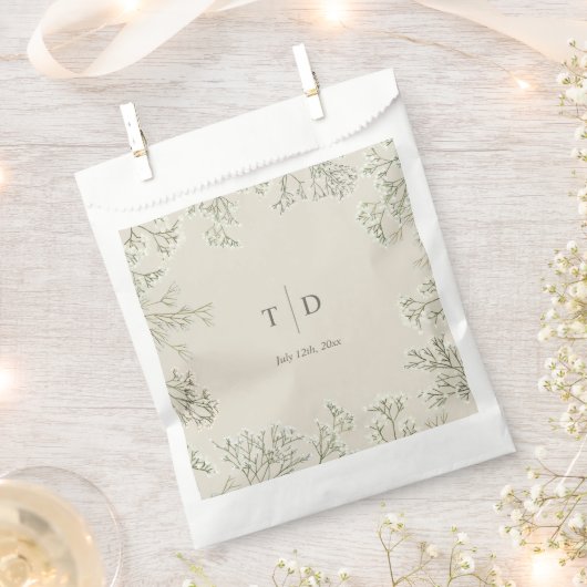 Baby's Breath Bruiloft Monogram Bedankzakje (Geknipt)