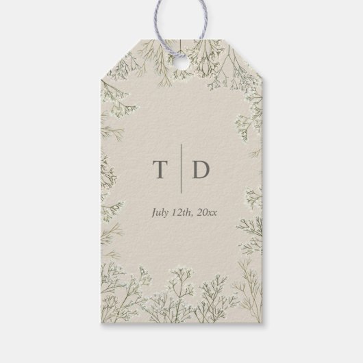 Baby's Breath Bruiloft Monogram Cadeaulabel (Voorkant)