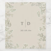 Baby's Breath Bruiloft Monogram Wijn Etiket (Enkel label)