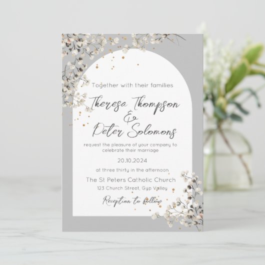 Baby's Breath bruiloft uitnodiging (Staand voorkant)