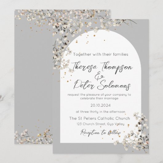 Baby's Breath bruiloft uitnodiging (Voorkant / Achterkant)