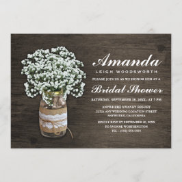 Baby's Breath Burlap Bridal Shower Uitnodigingen