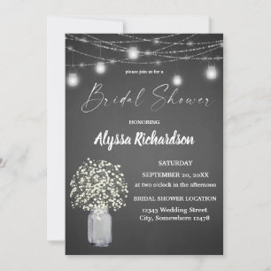 Babys Breath Chalk G & String Lights Vrijgezellenf Kaart