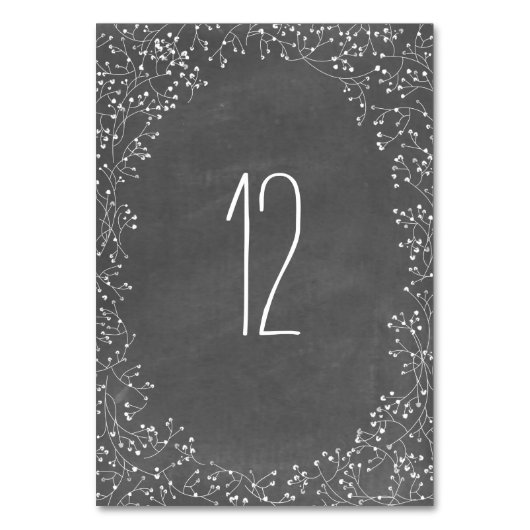 Baby's Breath Chalkboard Geïnspireerd Tafelnummer (Voorkant)