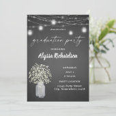 Babys Breath Chalkboard Graduation Party Kaart (Staand voorkant)