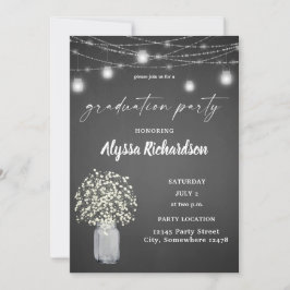 Babys Breath Chalkboard Graduation Party Kaart