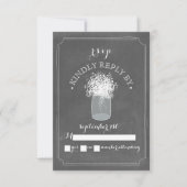 Baby's Breath Chalkboard Mason Jar RSVP (Voorkant)
