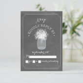Baby's Breath Chalkboard Mason Jar RSVP (Staand voorkant)