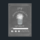 Baby's Breath Chalkboard Mason Jar RSVP Kaartje<br><div class="desc">Een rustieke en elegante bruiloft r.s.v.p. uitnodiging met een illustratie van een metselaar pot van baby's adem over een krijtbord geïnspireerde achtergrond.</div>