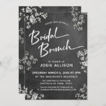 Baby's Breath Chalkboard Modern Bridal Brunch Kaart<br><div class="desc">In dit uitnodigingsontwerp heb ik een elegant, modern kalligrafielettertype gebruikt om een witte grafische typografische overlay te creëer die "Bridal Brunch" leest. De achtergrond was bedekt met een afbeelding met een getextureerd krijtbordoppervlak verspreid over de adembloemen van de waterverf baby. Vul de sjabloon blanks in met uw evenementgegevens om het...</div>