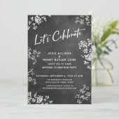 Baby's Breath Chalkboard Modern Let's Celebrate Kaart (Staand voorkant)