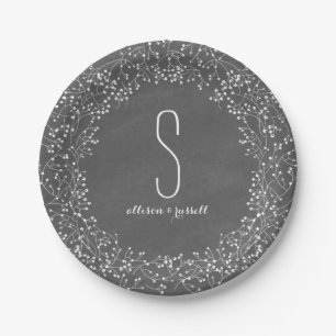 Baby's Breath Chalkboard Monogram Wedding Papieren Bordje