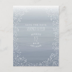 Baby's Breath Chambray Waterverf Save The Date Aankondigingskaart