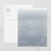 Baby's Breath Chambray Waterverf Save The Date Aankondigingskaart (Voorkant / Achterkant)