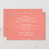 Baby's Breath Coral Zilver Bruiloft Details Informatiekaartje (Voorkant / Achterkant)