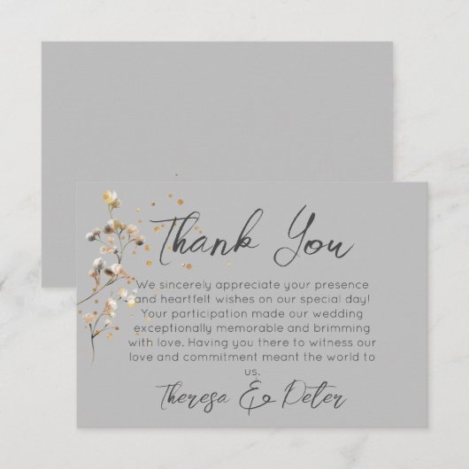 Baby's Breath Dank u Bruiloft Flat Kaart (Voorkant / Achterkant)