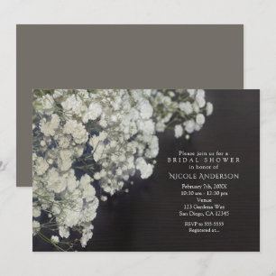 Baby's Breath & Donkere Houten Rustieke Bruidsborr Kaart