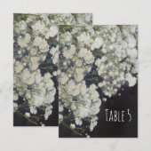 Baby's Breath & Donkere Houten Tafel Nummerkaart Kaart (Voorkant / Achterkant)