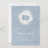 Baby's Breath Dusty Blue Floral Birthday Party Kaart (Voorkant)