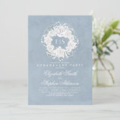 Baby's Breath Dusty Blue Floral Engagement Party Kaart (Staand voorkant)