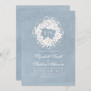 Baby's Breath Dusty Blue Floral Wedding Kaart