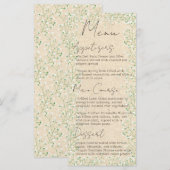 Baby's Breath Elegante Bloemige Rustieke Boho Brui Menu (Voorkant / Achterkant)