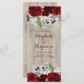 Baby's Breath en Bourgogne Bloemen Rustieke Progra Programmakaart (Voorkant / Achterkant)