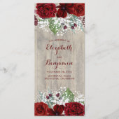 Baby's Breath en Bourgogne Bloemen Rustieke Progra Programmakaart (Voorkant)