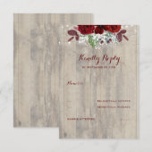 Baby's Breath en Bourgogne Bloemen Rustieke RSVP (Voorkant / Achterkant)