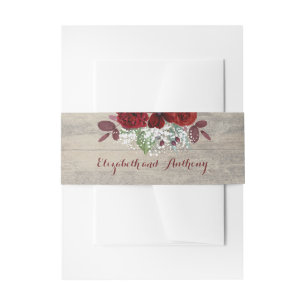 Baby's Breath en Bourgogne Floral Rustic Uitnodigingen Wikkel