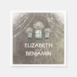 Baby's Breath en Mason Jar Barn Wedding Servet