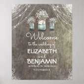 Baby's Breath en Mason Jar Wedding Welcome Sign Poster (Voorkant)