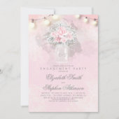 Baby's Breath en Pink Roses verlovingsfeest Kaart (Voorkant)