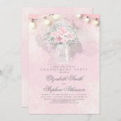 Baby's Breath en Pink Roses verlovingsfeest Kaart (Voorkant / Achterkant)