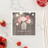 Baby's Breath en Roze Bloemen Mason Jar Rustic Servet (Insitu)