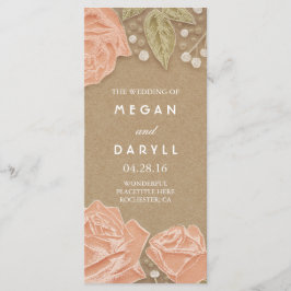 Baby's Breath en Roze Rozen Trouwprogramma's Programmakaart