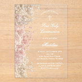 Baby's Breath First Communion Acryl Uitnodigingen (Voorkant)