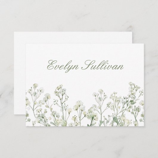 Baby's Breath Flat Place Card (Voorkant / Achterkant)