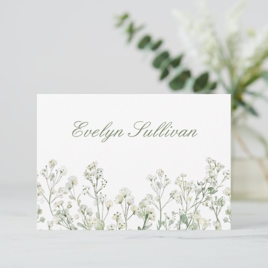 Baby's Breath Flat Place Card (Staand voorkant)