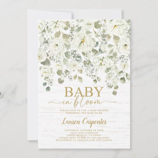 Baby's Breath Floral Baby shower Invitation Kaart (Voorkant)