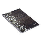 Baby's Breath Floral & Dark Rustic Wood Land Notitieboek (Rechterzijde)