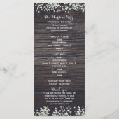 Baby's Breath Floral & Dark Rustic Wood Programma Programmakaart (Achterkant)
