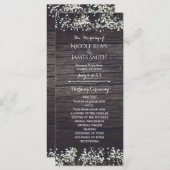 Baby's Breath Floral & Dark Rustic Wood Programma Programmakaart (Voorkant / Achterkant)