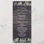 Baby's Breath Floral & Dark Rustic Wood Programma Programmakaart (Voorkant)