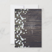 Baby's Breath Floral Donker Rustiek Houten Tafelnu Kaart (Voorkant)